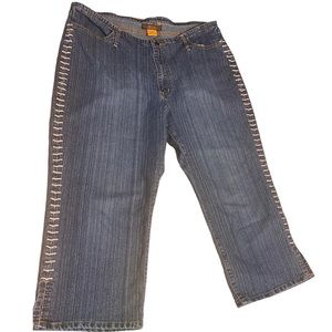 Y2K Threaded Women’s Plus Size 20 Cropped Jeans Lace Up Denim